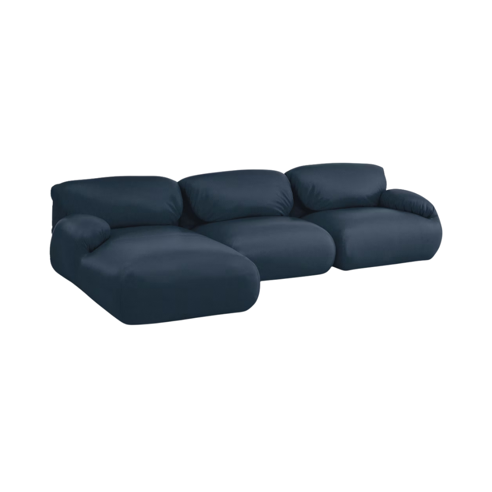 The Leather Luva Modular Three Seater Sectional Prone Leather Sail Left from Herman Miller.