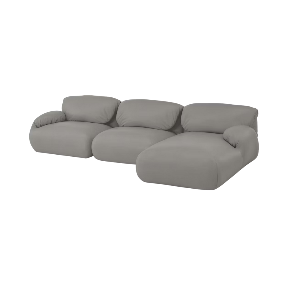 The Leather Luva Modular Three Seater Sectional Prone Leather Script Right from Herman Miller.