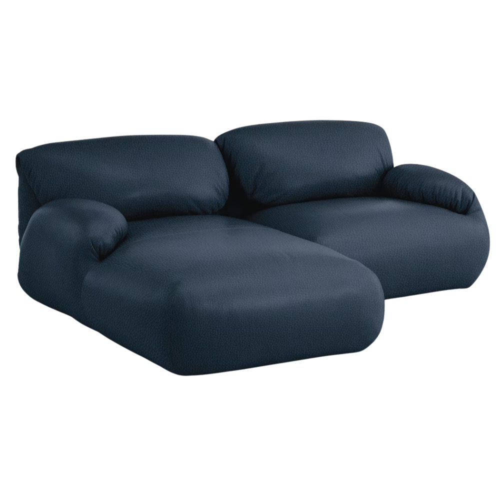 The Leather Luva Modular Two Seater Sectional Prone Leather Sail Left from Herman Miller.