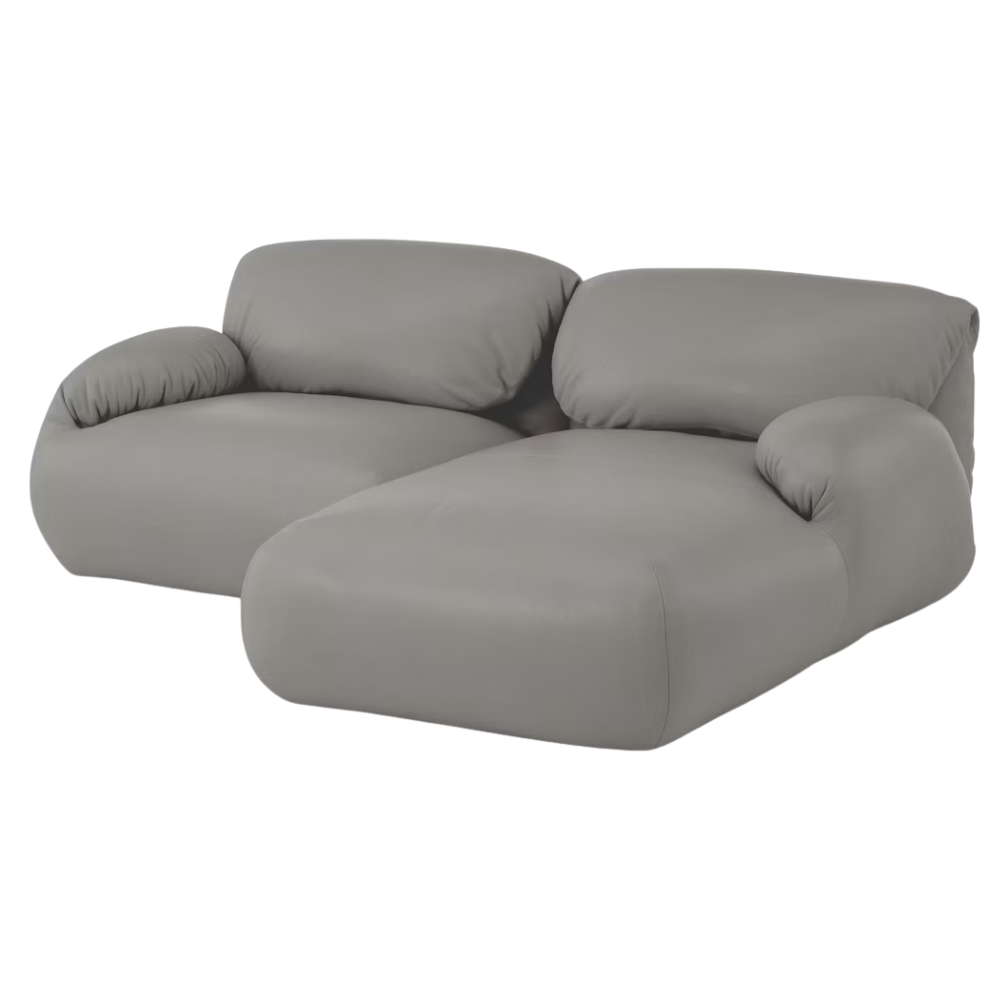 The Leather Luva Modular Two Seater Sectional Prone Leather Script Right from Herman Miller.