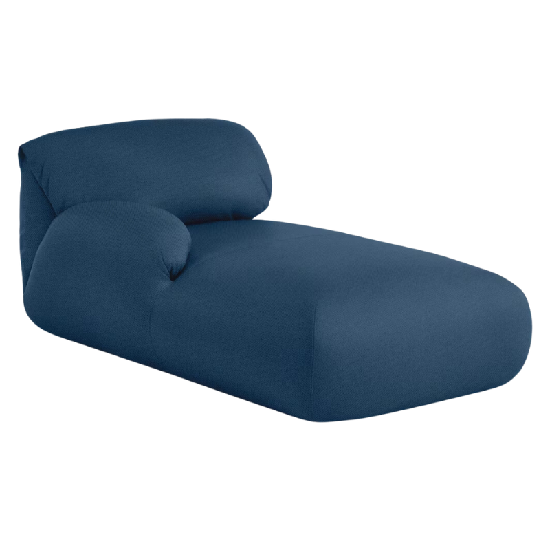 The left Luva Modular Chaise from Herman Miller in Denim Mode upholstery.