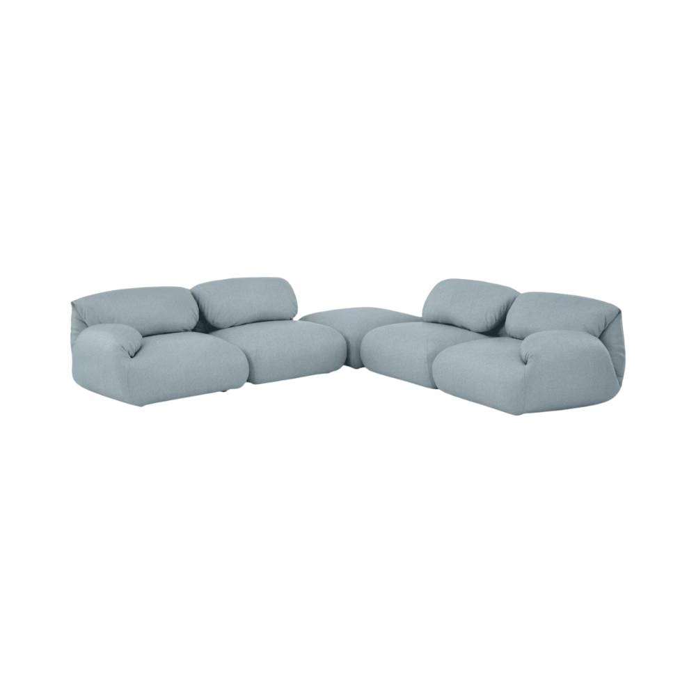 The Luva Modular Corner Sectional Cozy Heathered Blue Grey from Herman Miller.