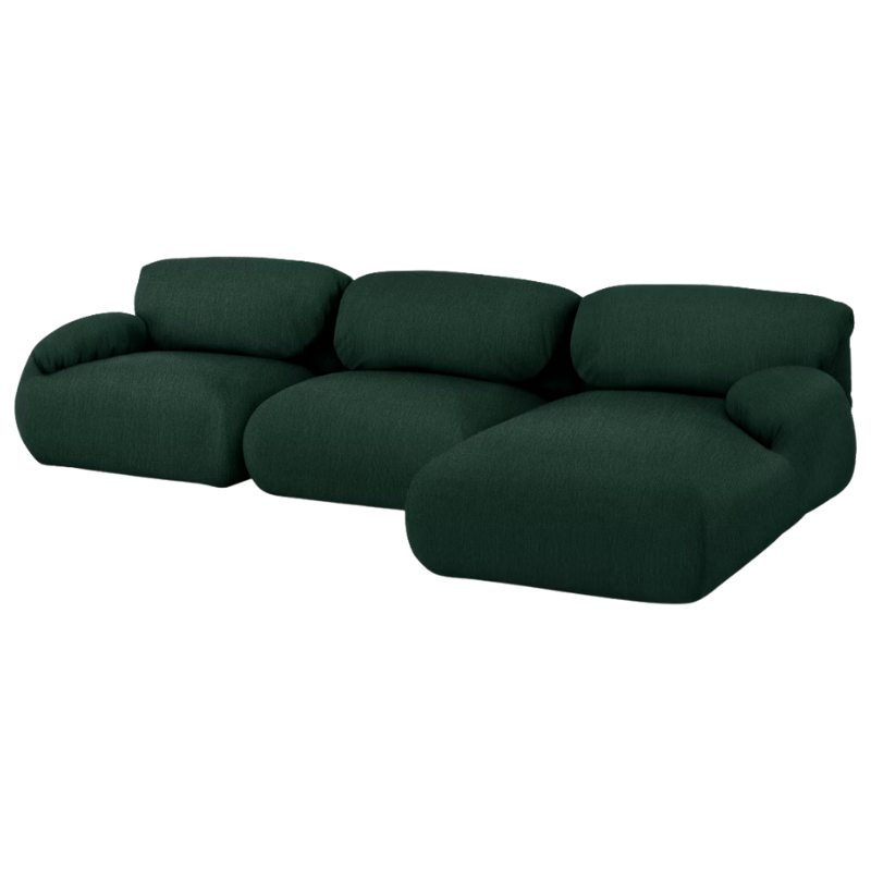 The right Luva Modular Three Seater Sectional from Herman Miller in Outdoors Mode upholstery.