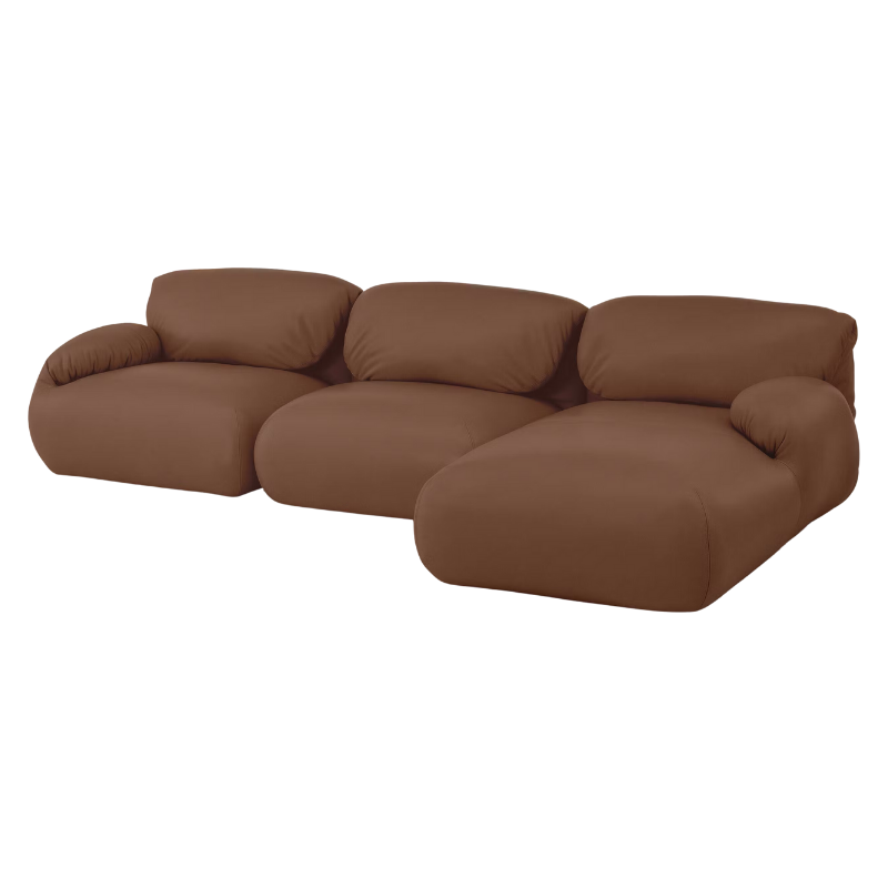 The Leather Luva Modular Three Seater Sectional Prone Leather Ledge Right from Herman Miller.