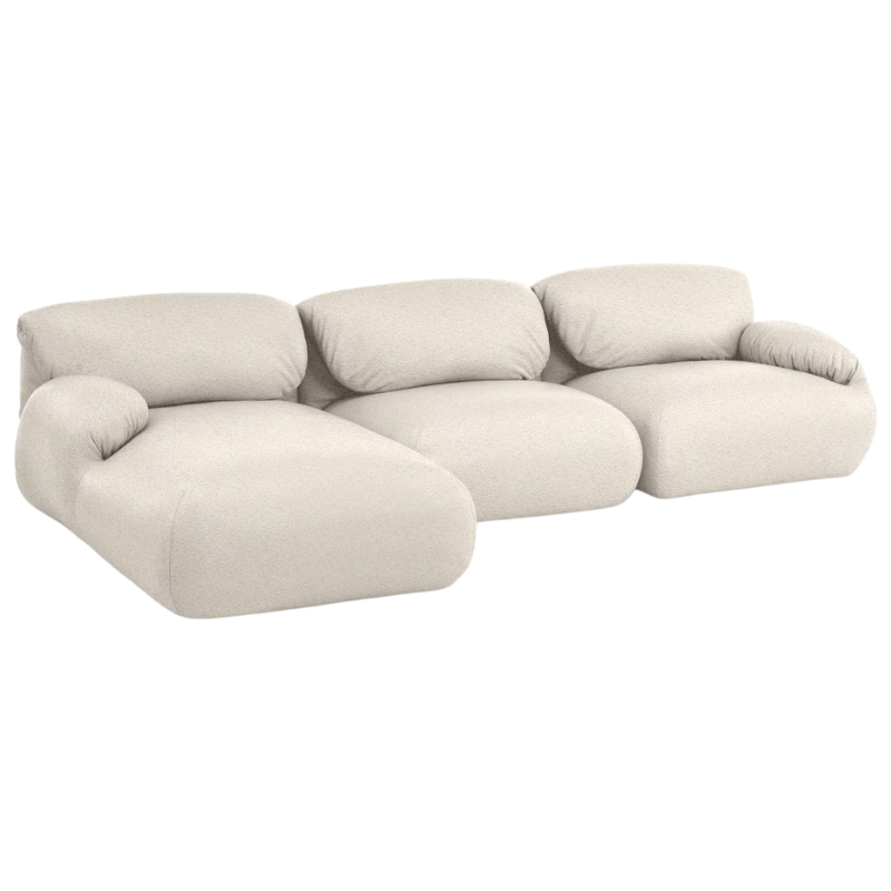 The left Luva Modular Three Seater Sectional from Herman Miller in Warm White Whim upholstery.