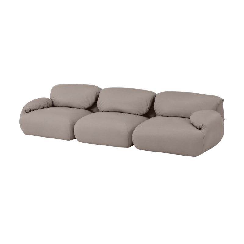 The Luva Modular Three Seater Sofa from Herman Miller with lute prone leather upholstery.