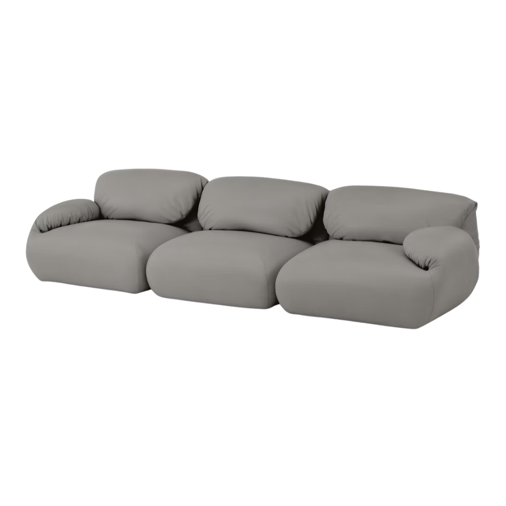 The Luva Modular Three Seater Sofa from Herman Miller with script prone leather upholstery.