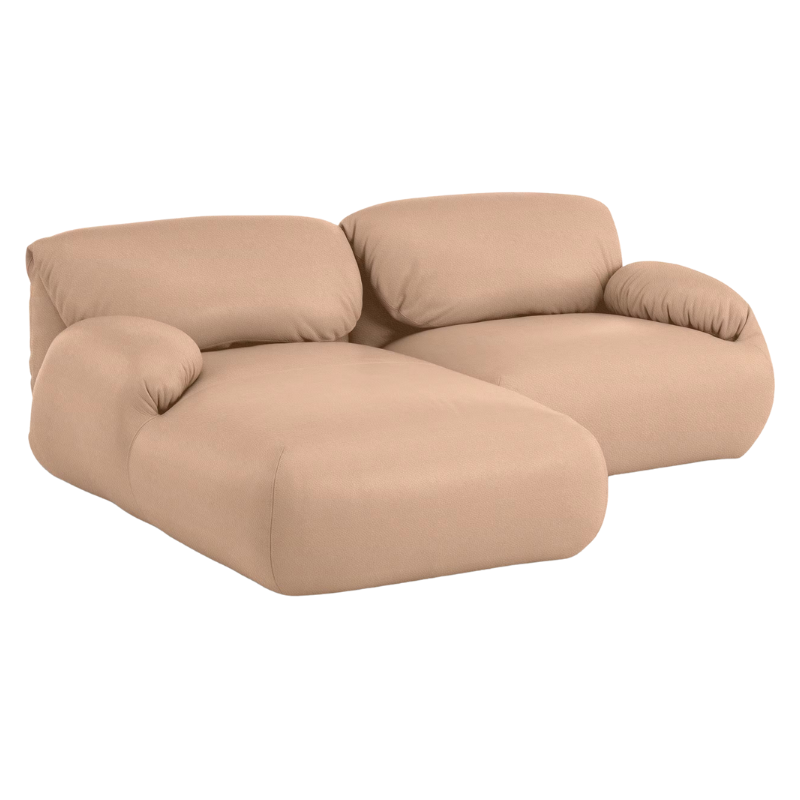 The Leather Luva Modular Two Seater Sectional Prone Leather Balsa Left from Herman Miller.