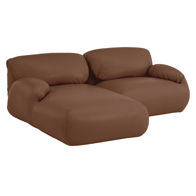 The Leather Luva Modular Two Seater Sectional Prone Leather Ledge Left from Herman Miller.