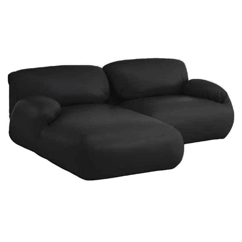 The Leather Luva Modular Two Seater Sectional Prone Leather Obsidian Left from Herman Miller.