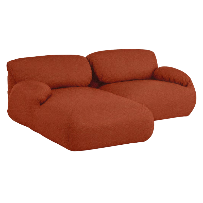 The left Luva Modular Two Seater Sectional from Herman Miller in Terra Cotta Whim upholstery.