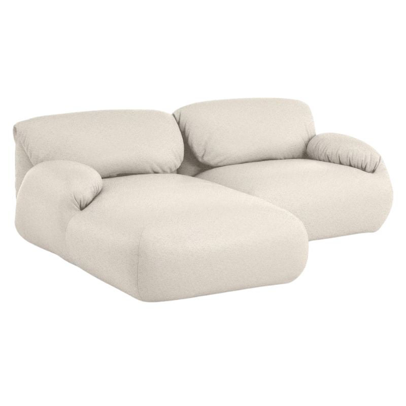 The left Luva Modular Two Seater Sectional from Herman Miller in Warm White Whim upholstery.