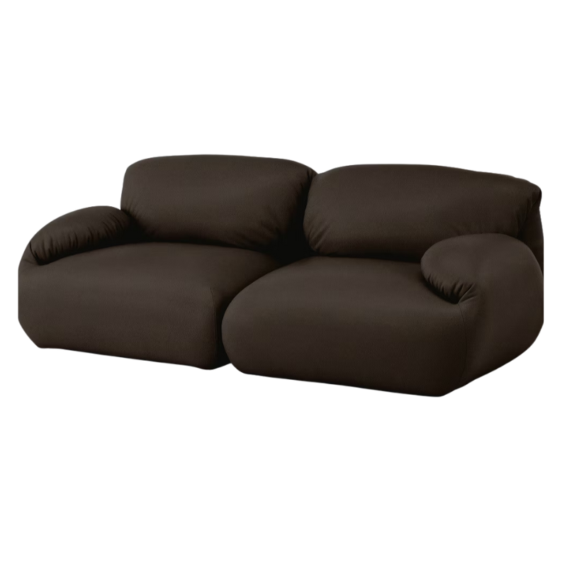 The Luva Modular Two Seater Sofa with java prone leather upholstery from Herman Miller.