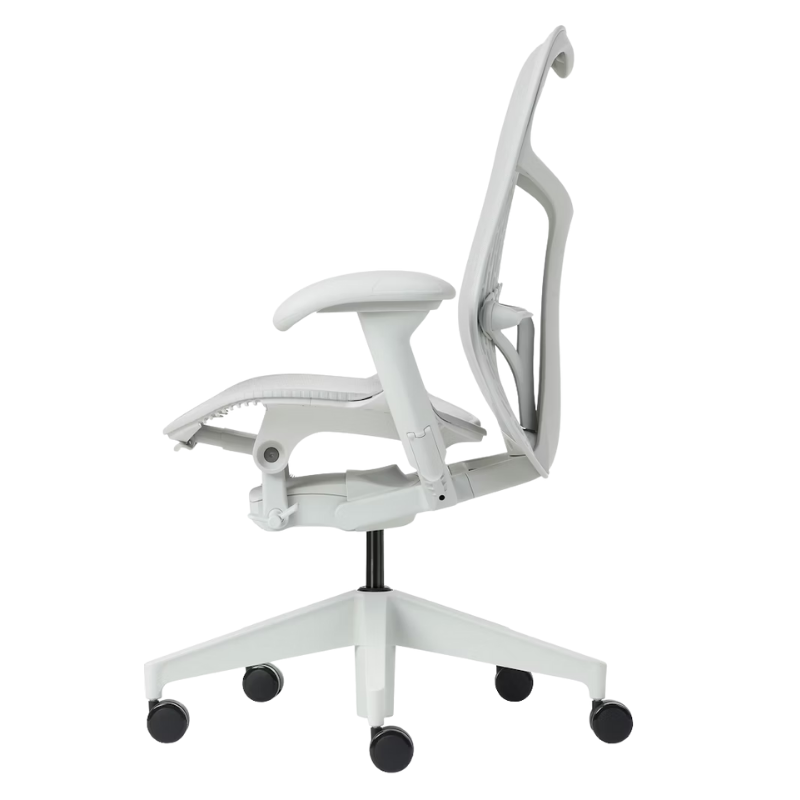 The Mirra 2 Chair from Herman Miller with the butterfly suspension back and alpine frame in alpine color from the other side.