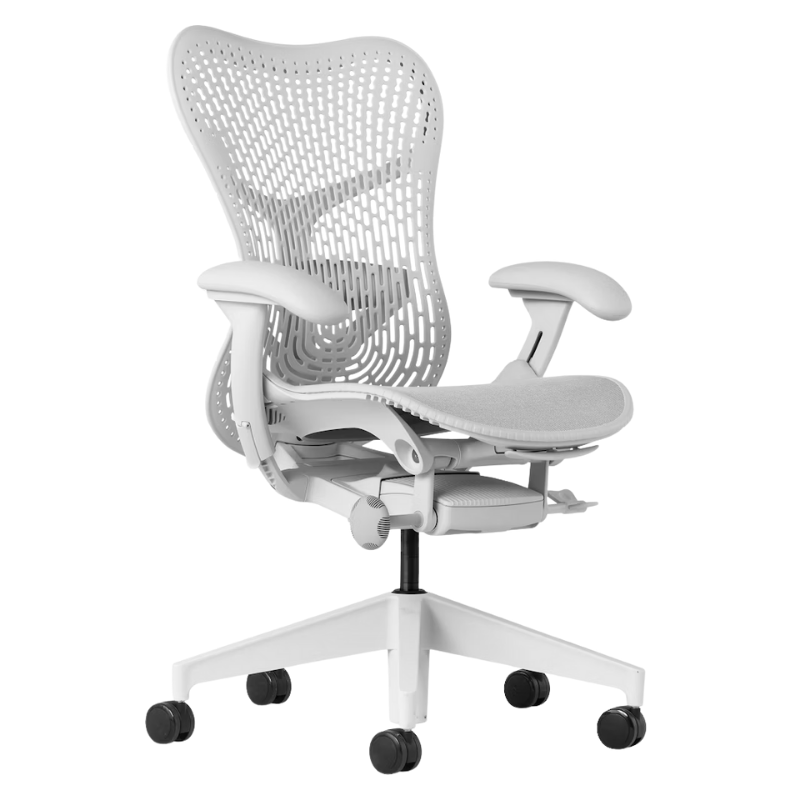 The Mirra 2 Chair from Herman Miller with the triflex polymer back and alpine frame in alpine color.