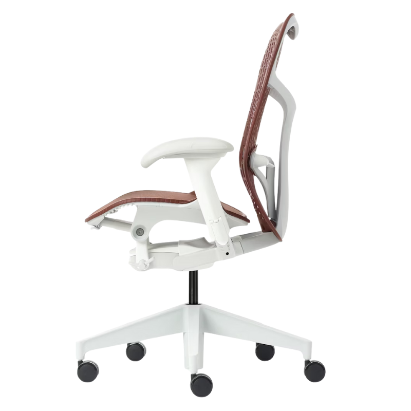 The Mirra 2 Chair from Herman Miller with the triflex polymer back and alpine frame in corodvan color from the alternate side.
