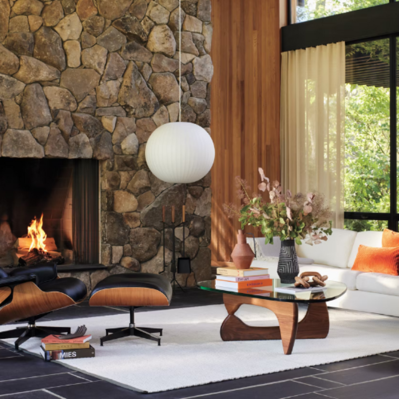 The Nelson Ball Bubble Pendant from Herman Miller in a living room.