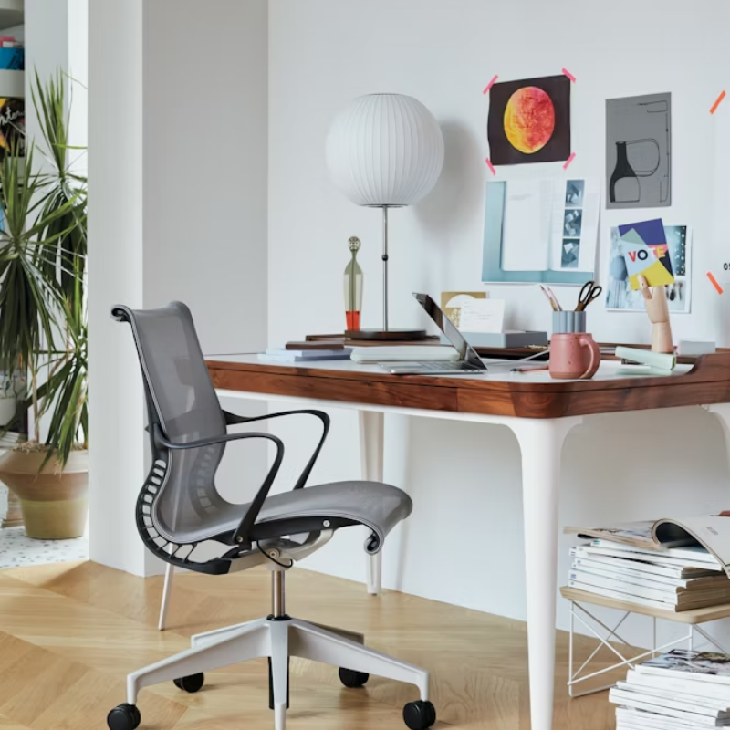 The Nelson Ball Lotus Table Lamp from Herman Miller in the study room. all-groups