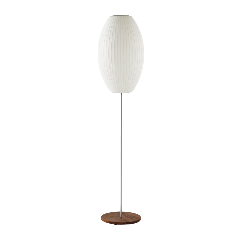 The Nelson Cigar Lotus Floor Light from Herman Miller medium size in walnut.