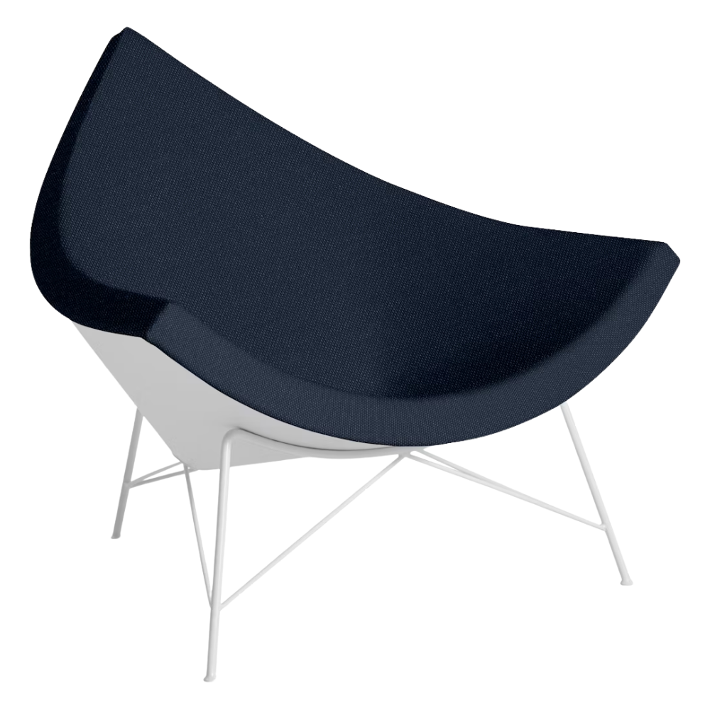 The Nelson Coconut Chair from Herman Miller with the society mode upholstery and white base.