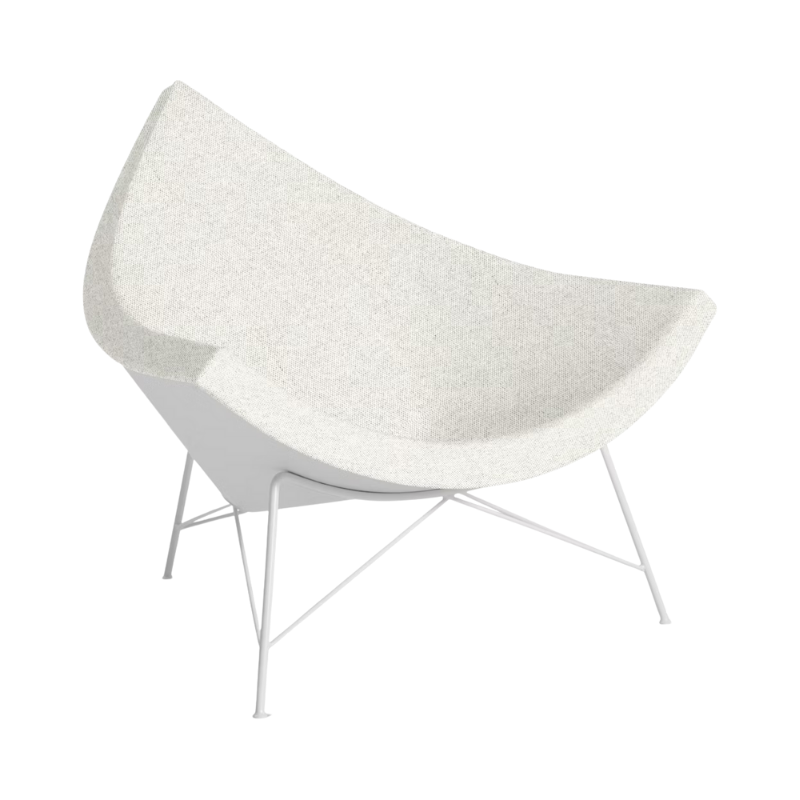 The Nelson Coconut Chair Luce Blanched with White Base from Herman Miller.