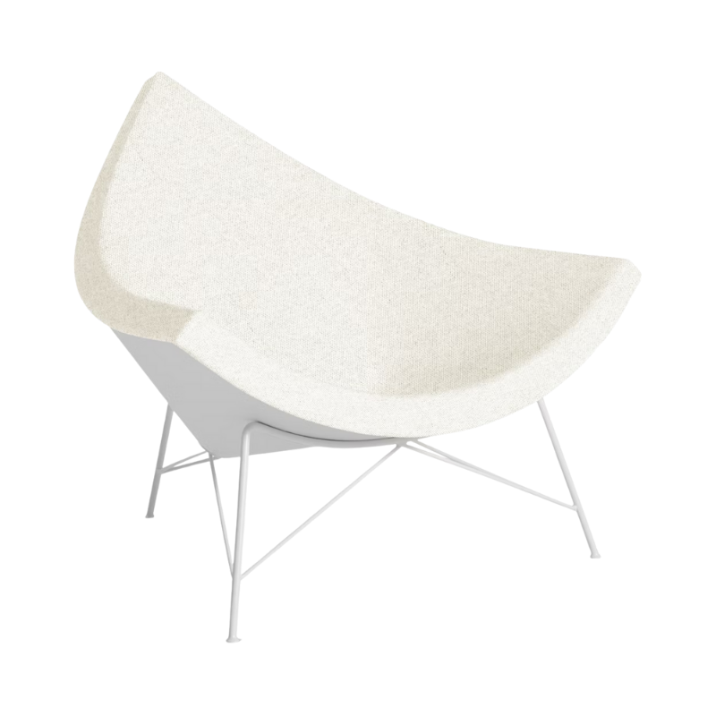 The Nelson Coconut Chair Luce Brioche with White Base from Herman Miller.
