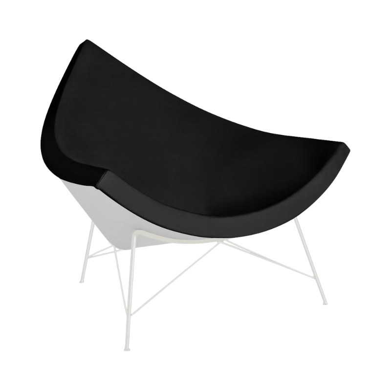 The Nelson Coconut Chair Raise Leather Black with White Base from Herman Miller.