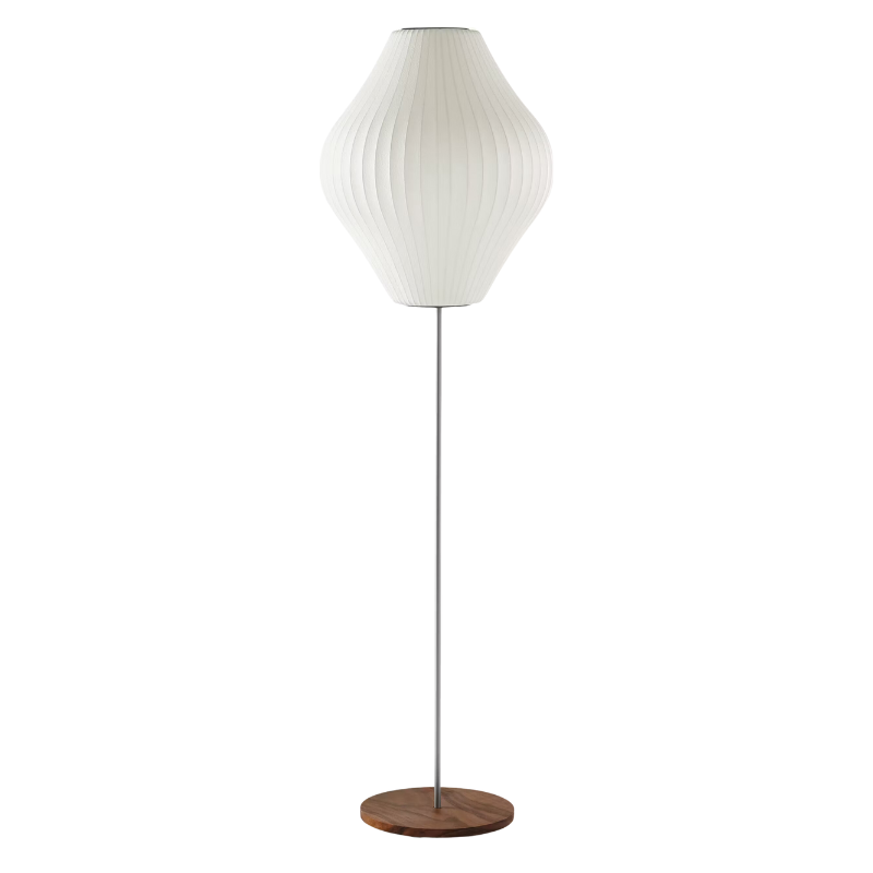The medium Nelson Pear Lotus Floor Light from Herman Miller in walnut.
