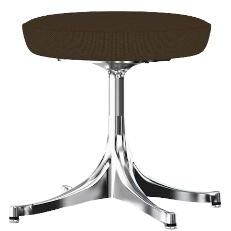 The Nelson Pedestal Stool from Herman Miller with sienna hopsak upholstery and an aluminum polished base.