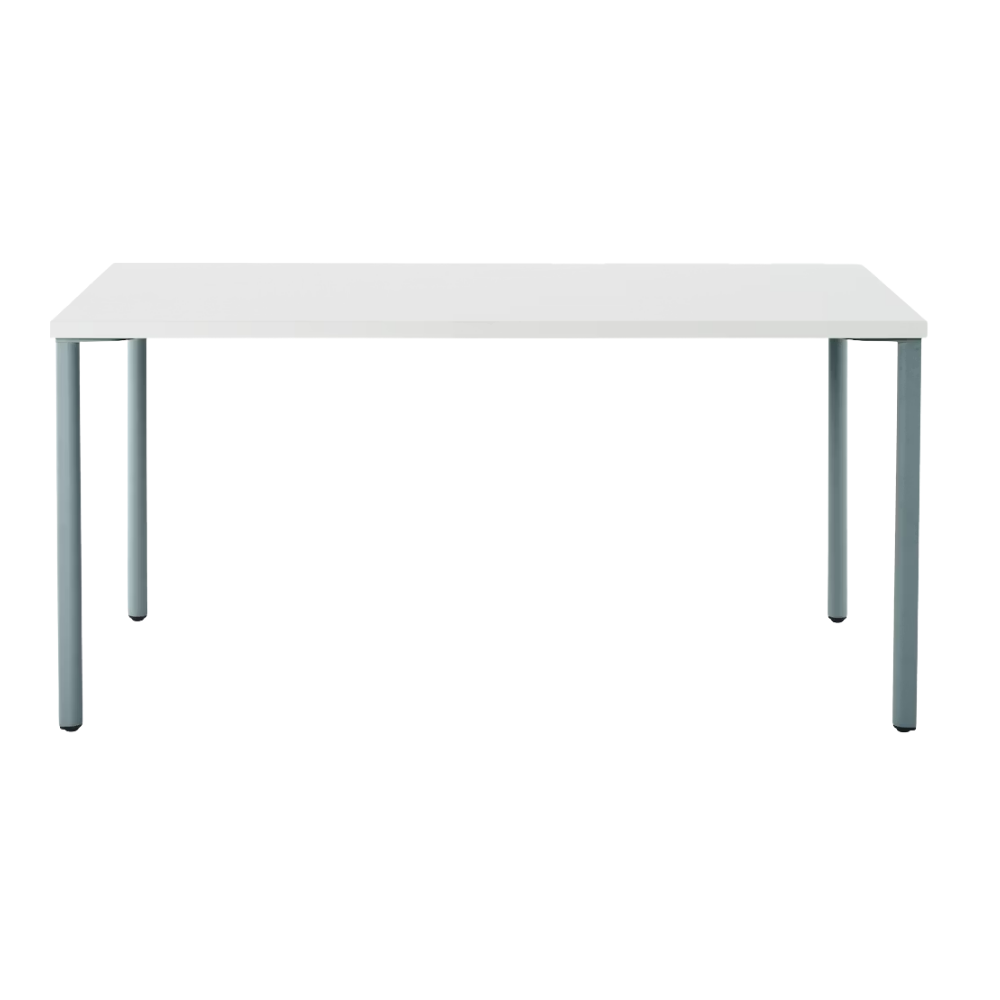 The 30 x 60 OE1 Table from Herman Miller with the glacier frame and studio white laminate table top.