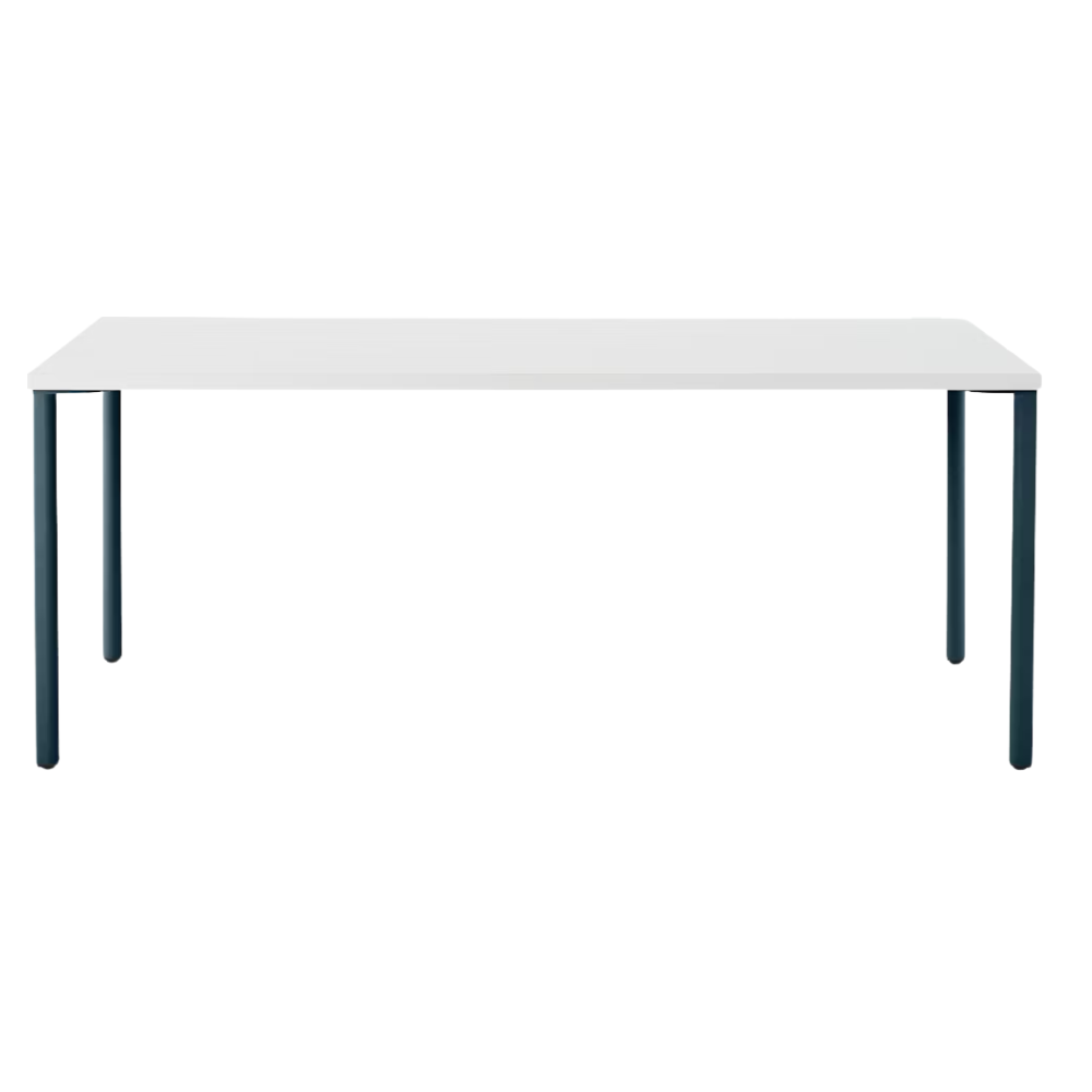 The 30 x 72 OE1 Table from Herman Miller with the nightfall frame and studio white laminate table top.