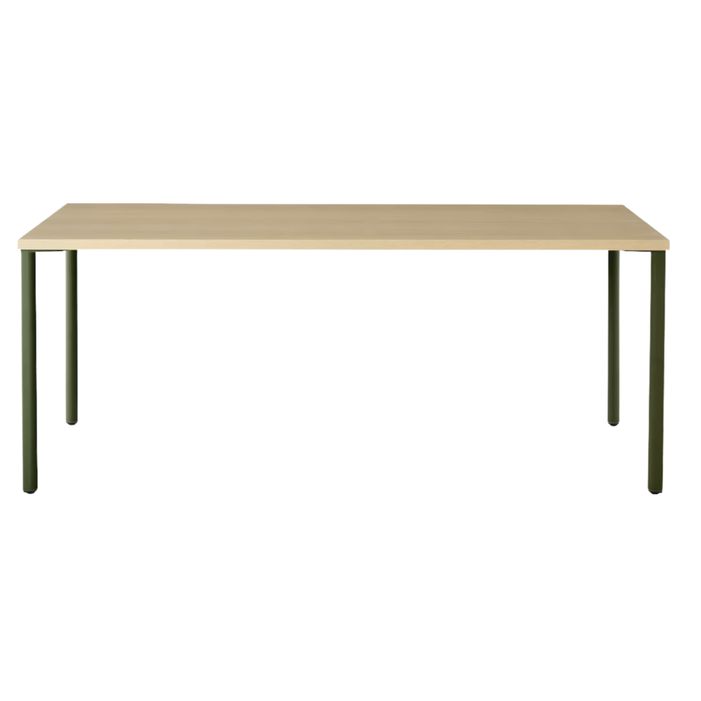 The 30 x 72 OE1 Table from Herman Miller with the olive frame and white ash veneer table top.