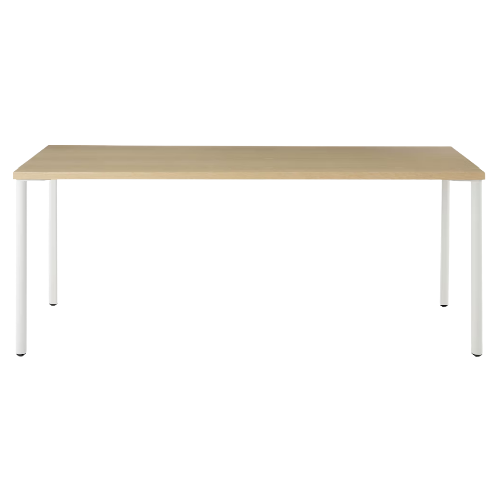 The 30 x 72 OE1 Table from Herman Miller with the studio white frame and white ash veneer table top.