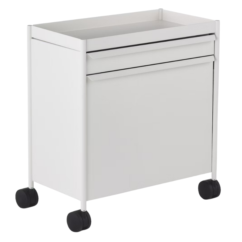 The OE1 Trolley from Herman Miller top drawer and tip out file from an angle.