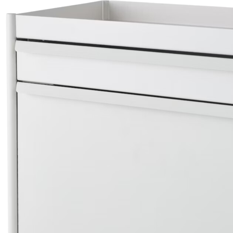 The OE1 Trolley from Herman Miller top drawer and tip out file bin in a close up.