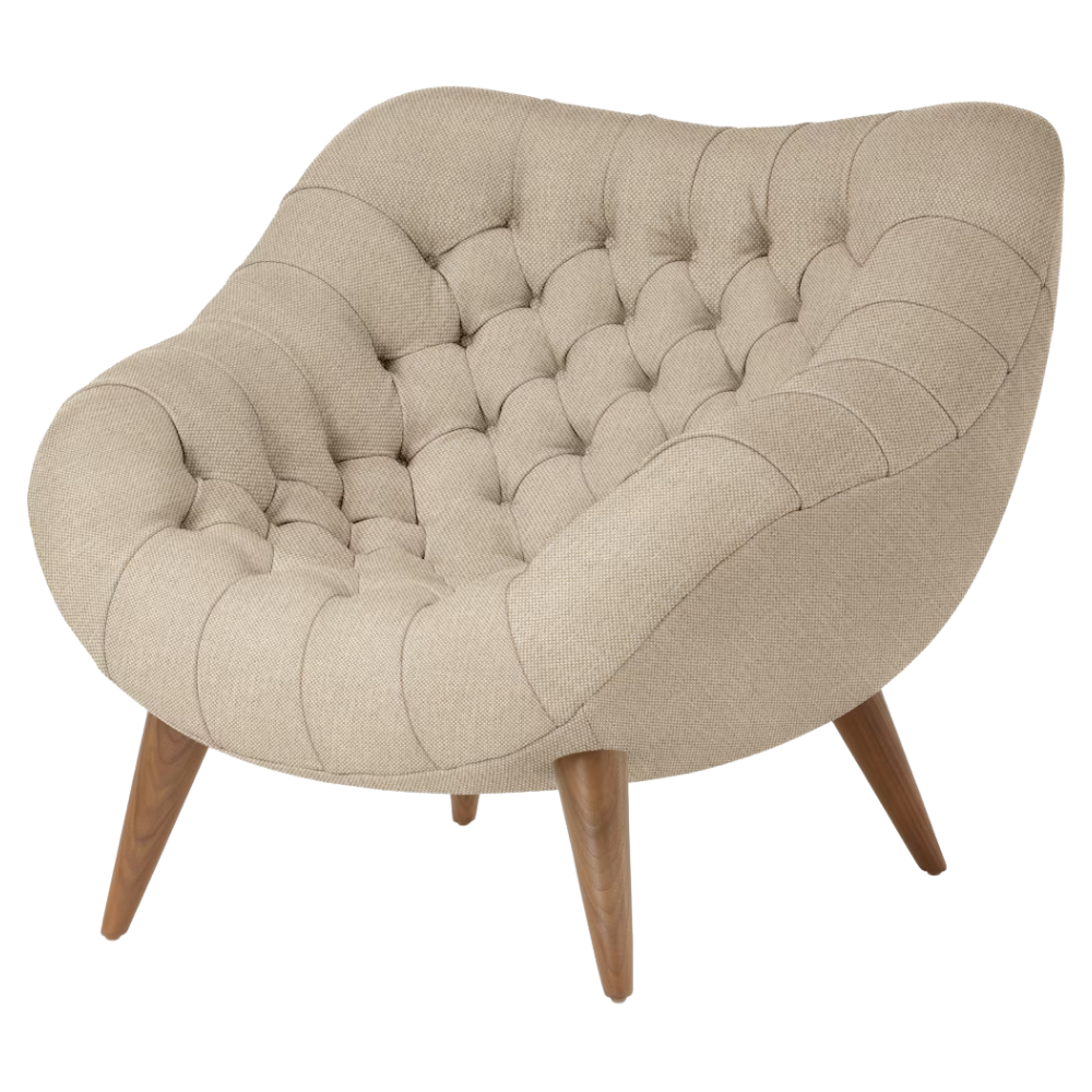 The Rohde Easy Chair from Herman Miller with the basket mode upholstery and walnut leg finish.