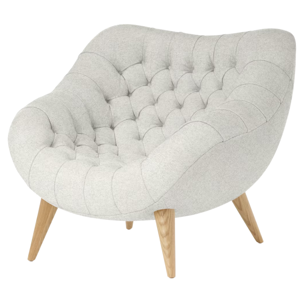 The Rohde Easy Chair from Herman Miller with the blanched luce upholstery and oak leg finish.