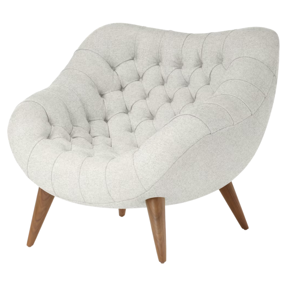 The Rohde Easy Chair from Herman Miller with the blanched luce upholstery and walnut leg finish.
