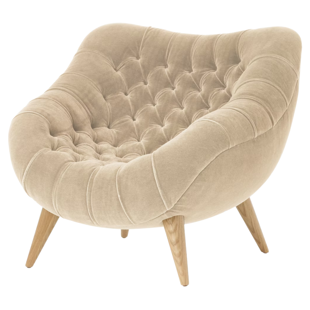 The Rohde Easy Chair from Herman Miller with the capiz mohair supreme upholstery and oak leg finish.