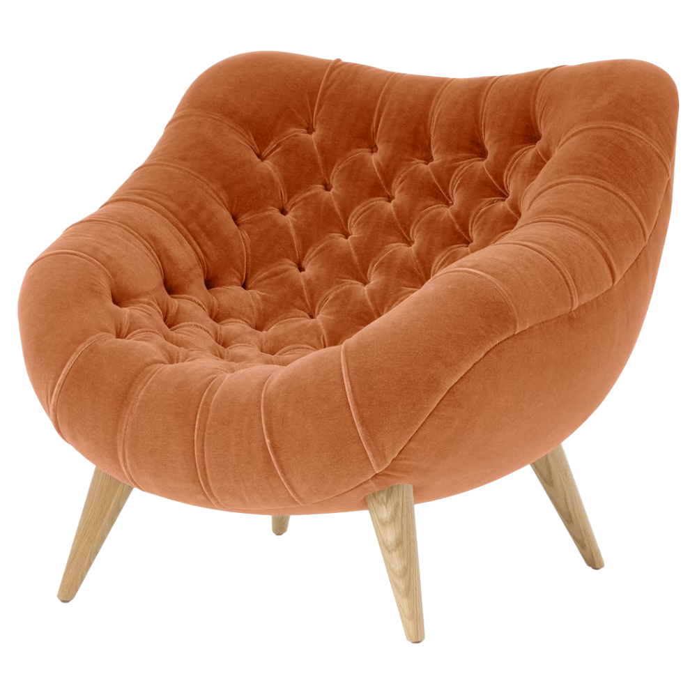 The Rohde Easy Chair from Herman Miller with the carousel mohair supreme upholstery and oak leg finish.