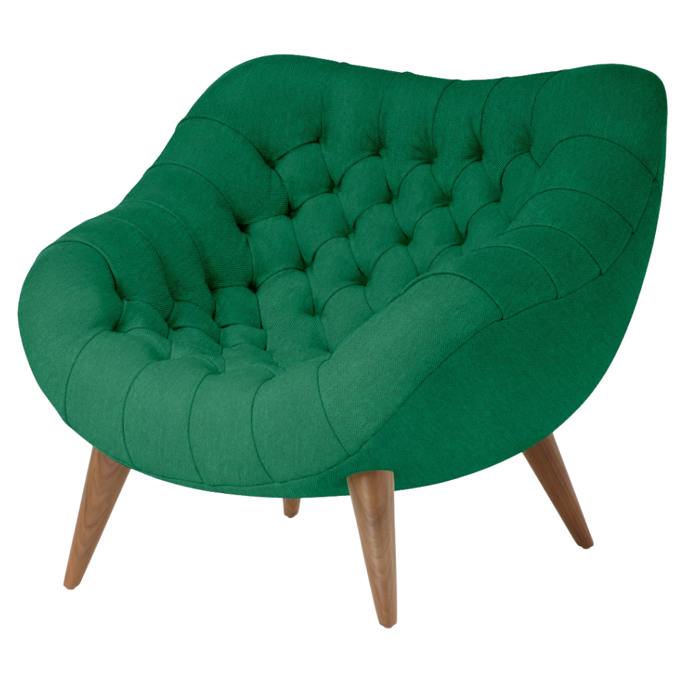 The Rohde Easy Chair from Herman Miller with the celtic mode upholstery and walnut leg finish.