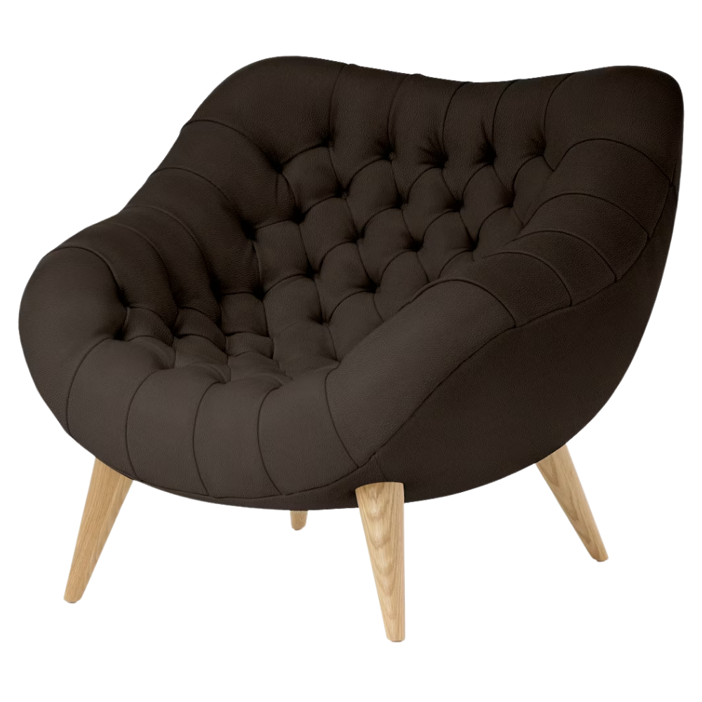 The Rohde Easy Chair from Herman Miller with the java prone leather upholstery and oak leg finish.