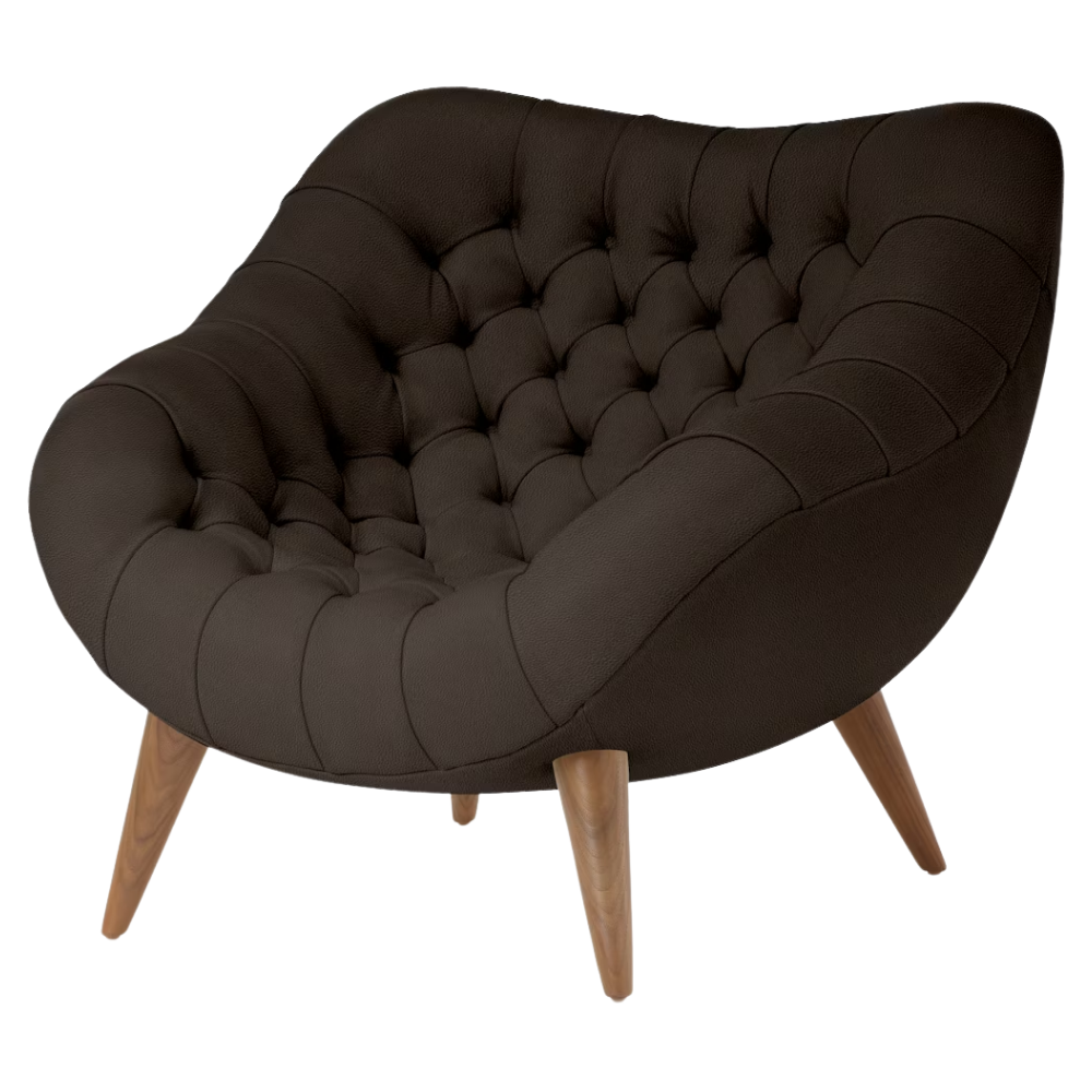 The Rohde Easy Chair from Herman Miller with the java prone leather upholstery and walnut leg finish.