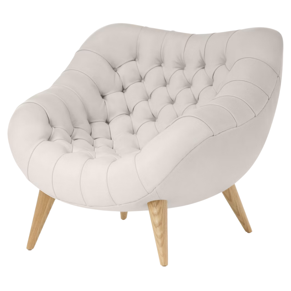 The Rohde Easy Chair from Herman Miller with the lotus prone leather upholstery and oak leg finish.