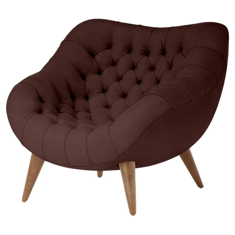 The Rohde Easy Chair from Herman Miller with the mantra prone leather upholstery and walnut leg finish.