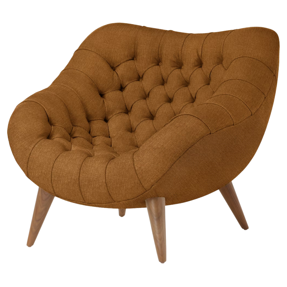 The Rohde Easy Chair from Herman Miller with the nutmeg mode upholstery and walnut leg finish.