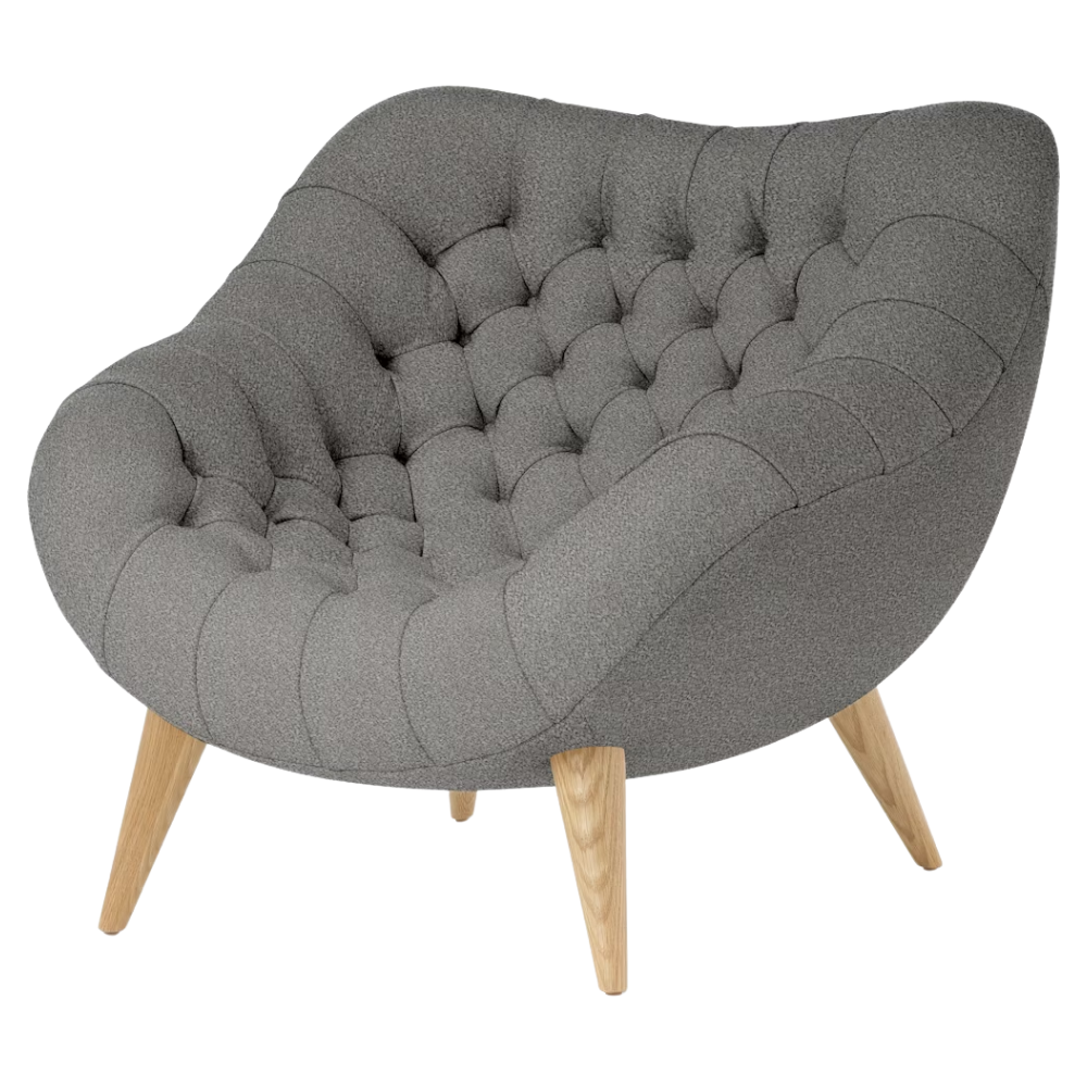 The Rohde Easy Chair from Herman Miller with the pewter whim upholstery and oak leg finish.