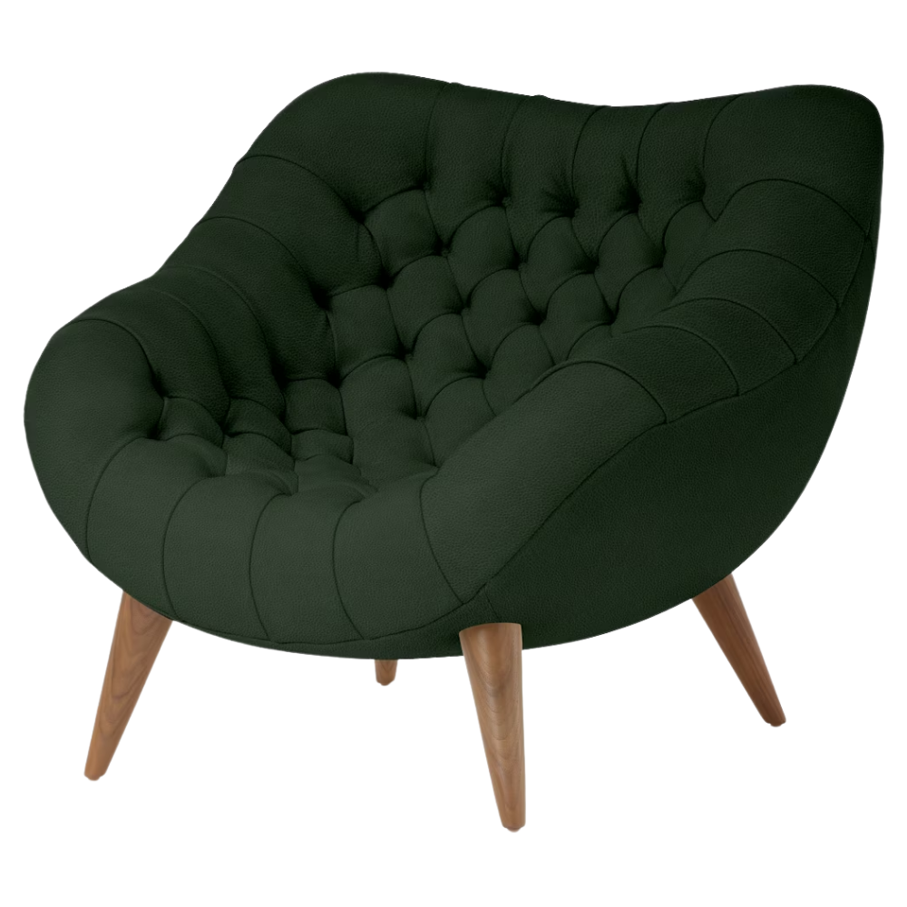 The Rohde Easy Chair from Herman Miller with the vine prone leather upholstery and walnut leg finish.