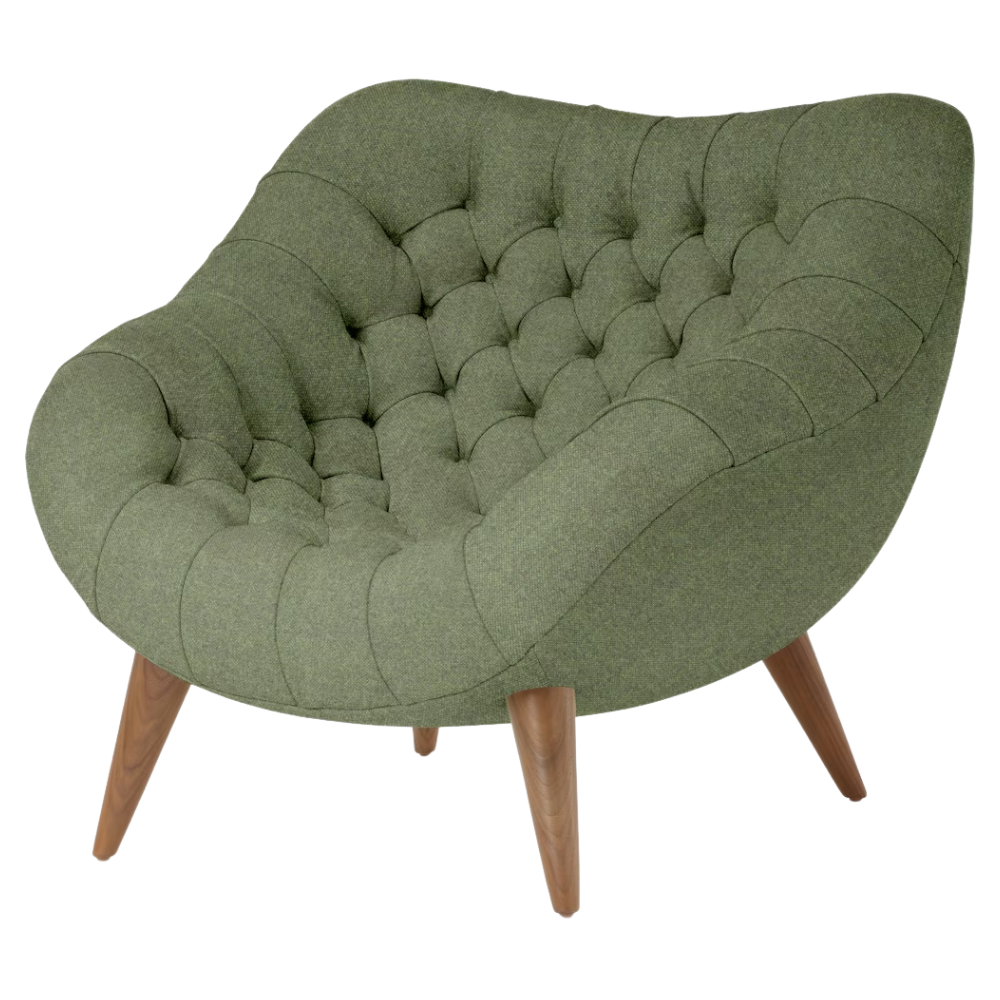 The Rohde Easy Chair from Herman Miller with the woodlet beck upholstery and walnut leg finish.