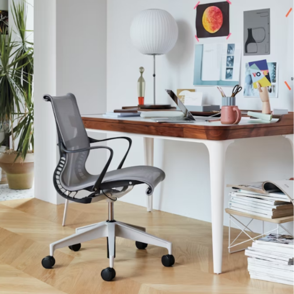 Setu Office Chair with Ribbon Arms by Herman Miller in a residential office space.